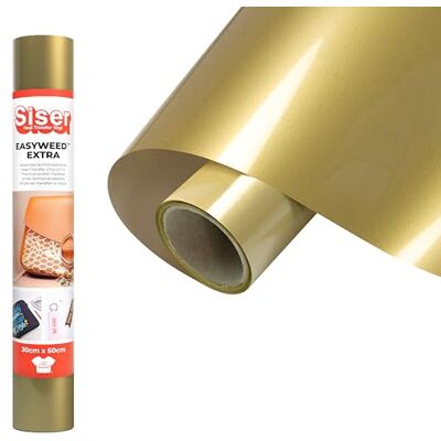 SISER EasyWeed Extra goud, 30 cm x 0,5 m, thermotransfer-vinyl voor het personaliseren van nylon, leer, behandelde stoffen SISER EasyWeed Extra goud, 30 cm x 0,5 m, thermotransfer-vinyl voor het personaliseren van nylon, leer, behandelde stoffen