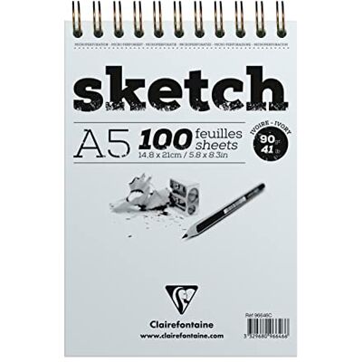 Clairefontaine Schetsblok, A5, 14,8 x 21 cm, 100 vellen, 90 g, ivoorkleurig, 5 stuks Clairefontaine Schetsblok, A5, 14,8 x 21 cm, 100 vellen, 90 g, ivoorkleurig, 5 stuks