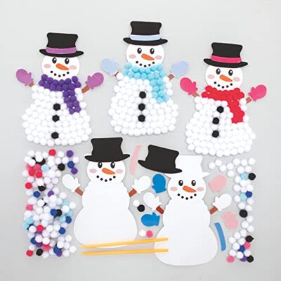 Baker Ross FC122 Set van 5 sneeuwpop pompons kunstsets ontwerp je eigen kerstdecoraties, pompons decoraties voor kinderen, om te maken, te versieren en weer te geven Baker Ross FC122 Set van 5 sneeuwpop pompons kunstsets ontwerp je eigen kerstdecoraties, pompons decoraties voor kinderen, om te maken, te versieren en weer te geven