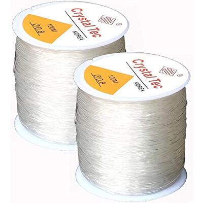 dogmoon Elastisch koord voor armbanden, 0,8 mm, transparant, elastische draad, rubberdraad, onzichtbare nylon draad voor parelsieraden, armbanden, knutselen, 2 rollen van 200 meter) dogmoon Elastisch koord voor armbanden, 0,8 mm, transparant, elastische draad, rubberdraad, onzichtbare nylon draad voor parelsieraden, armbanden, knutselen, 2 rollen van 200 meter)