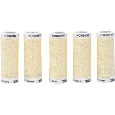 KORBOND 5 x 100 m polyestergaren crème voor handnaaimachine krimpt niet ideaal voor naaien, naaien, quilten, knutselen, reparaties en verfraaien KORBOND 5 x 100 m polyestergaren crème voor handnaaimachine krimpt niet ideaal voor naaien, naaien, quilten, knutselen, reparaties en verfraaien