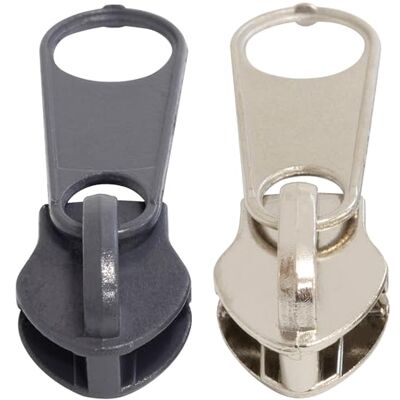 AERZETIX Set van 12 niet-afsluitbare schuifregelaars voor ritssluiting spiraal metaal in de kleur zilver en donkergrijs kledingaccessoires tassen naaiproject decoratie AERZETIX Set van 12 niet-afsluitbare schuifregelaars voor ritssluiting spiraal metaal in de kleur zilver en donkergrijs kledingaccessoires tassen naaiproject decoratie