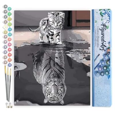ART Schilderen op nummer voor volwassenen, kitten, reflectie, tijger, handmatige activiteit, creatieve vrijetijdsset, doe-het-zelf, kunstnummer, compleet 40 x 50 cm zonder houten frame ART Schilderen op nummer voor volwassenen, kitten, reflectie, tijger, handmatige activiteit, creatieve vrijetijdsset, doe-het-zelf, kunstnummer, compleet 40 x 50 cm zonder houten frame