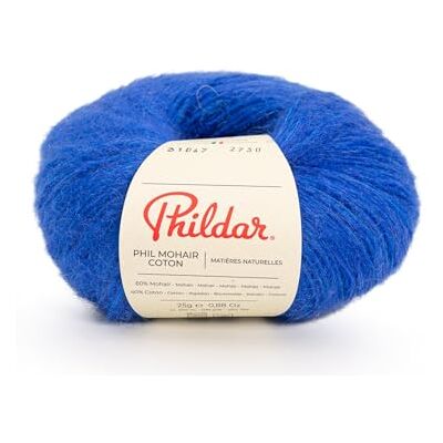Phildar Phil Mohair wol wol wol breiwol 40% katoen, 60% kind naald nr. 5 ultramarijn kleur Phildar Phil Mohair wol wol wol breiwol 40% katoen, 60% kind naald nr. 5 ultramarijn kleur