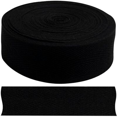AERZETIX C77651 9 meter x 30 mm keperband van katoen zwart AERZETIX C77651 9 meter x 30 mm keperband van katoen zwart