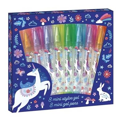 Janod 8 mini-gelpennen met glitter – glittereffecten – eenhoorn-thema – pen om te tekenen, kleuren, cadeau-idee voor tieners – schrijfwaren – vanaf 6 jaar – J08935, paars, blauw Janod 8 mini-gelpennen met glitter – glittereffecten – eenhoorn-thema – pen om te tekenen, kleuren, cadeau-idee voor tieners – schrijfwaren – vanaf 6 jaar – J08935, paars, blauw