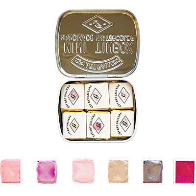 ART Handgemaakte metallic aquarelverf, glitter metalen halve emmer set (roze perzik) ART Handgemaakte metallic aquarelverf, glitter metalen halve emmer set (roze perzik)