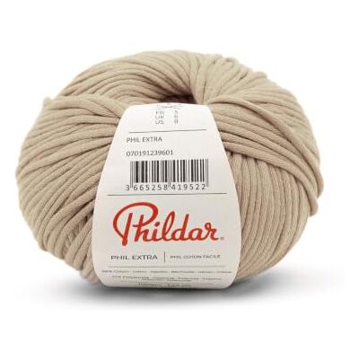 Phildar Phil Extra wol haak- en breiwol 68% katoen, 32% polyamide naald nr. 5 kleur wit Phildar Phil Extra wol haak- en breiwol 68% katoen, 32% polyamide naald nr. 5 kleur wit