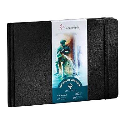 Hahnemühle Photo Watercolour Book 100% katoen, 250 g/m², mat, gelijmd op het oppervlak, 30 vellen/60 pagina's voor aquarel (A4, liggend formaat) Hahnemühle Photo Watercolour Book 100% katoen, 250 g/m², mat, gelijmd op het oppervlak, 30 vellen/60 pagina's voor aquarel (A4, liggend formaat)