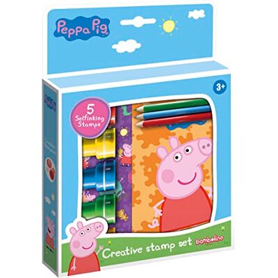 Totum 360242 Pig zelfkleurende stempel, kleurboek, 3 kleurpotloden en stickers met motieven van Peppa Pig en vrienden, 5 stuks Totum 360242 Pig zelfkleurende stempel, kleurboek, 3 kleurpotloden en stickers met motieven van Peppa Pig en vrienden, 5 stuks