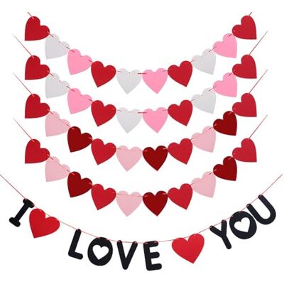 EHDWXVZM 5 stuks liefdesvlaggen, hartvormige banners, I LOVE YOU-hartvlaggen, bruiloftsslingers, Valentijnsdagdecoraties, hartvormige bruiloftsdecoraties EHDWXVZM 5 stuks liefdesvlaggen, hartvormige banners, I LOVE YOU-hartvlaggen, bruiloftsslingers, Valentijnsdagdecoraties, hartvormige bruiloftsdecoraties
