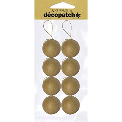 décopatch NO007O – een set met 8 houders van bruin papier-maché, 5 x 5 x 5 cm, ballen met goudkleurig koord décopatch NO007O – een set met 8 houders van bruin papier-maché, 5 x 5 x 5 cm, ballen met goudkleurig koord