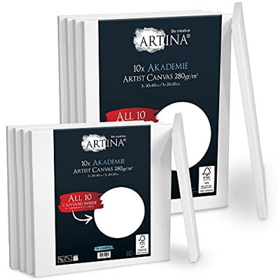 Artina FSC Akademie Set van 10 spieramen 5 x 30 x 40 cm en 5 x 20 x 20 cm canvas 100% katoen 280 g/m² schilderset voor acryl, aquarel, olieverf enz Artina FSC Akademie Set van 10 spieramen 5 x 30 x 40 cm en 5 x 20 x 20 cm canvas 100% katoen 280 g/m² schilderset voor acryl, aquarel, olieverf enz
