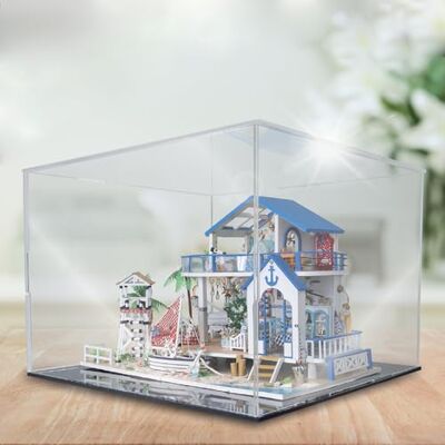 Crafts&Co ® Acryl vitrine voor miniatuurhuis, vitrine van plexiglas, doe-het-zelf set, poppenhuis voor volwassenen, modelbouw, 35 x 35 x 25 cm, groot Crafts&Co ® Acryl vitrine voor miniatuurhuis, vitrine van plexiglas, doe-het-zelf set, poppenhuis voor volwassenen, modelbouw, 35 x 35 x 25 cm, groot