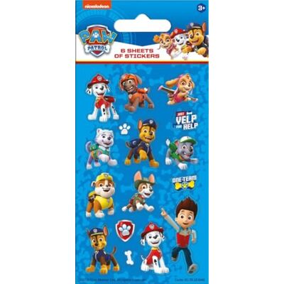 Paper Projects 01.70.15.046 Paw Patrol stickers, blauw, 12,5 cm x 7,5 cm, 6 vellen Paper Projects 01.70.15.046 Paw Patrol stickers, blauw, 12,5 cm x 7,5 cm, 6 vellen