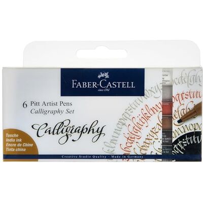 Faber-Castell Pitt 167506 kalligrafiepen, 2,5 mm, meerkleurig, 6 stuks Faber-Castell Pitt 167506 kalligrafiepen, 2,5 mm, meerkleurig, 6 stuks