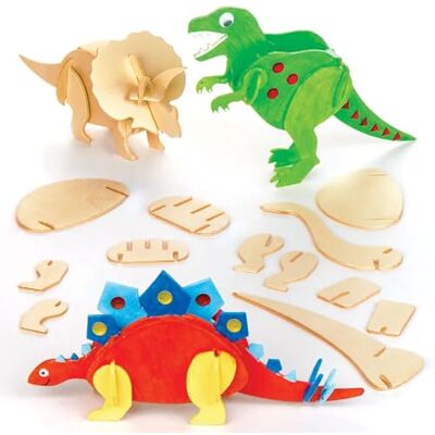 Baker Ross Dinosaurus van hout, 3D-design, 5 stuks, voor kinderen (EK501) Baker Ross Dinosaurus van hout, 3D-design, 5 stuks, voor kinderen (EK501)