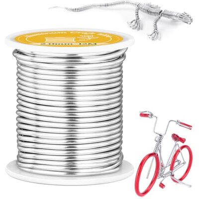 VynyQoo Aluminium draad, 2 mm, 12 m, flexibel, voor knutselen, sculptuur, modelleren, sieraden maken, bloemenhandwerk en draadweven VynyQoo Aluminium draad, 2 mm, 12 m, flexibel, voor knutselen, sculptuur, modelleren, sieraden maken, bloemenhandwerk en draadweven