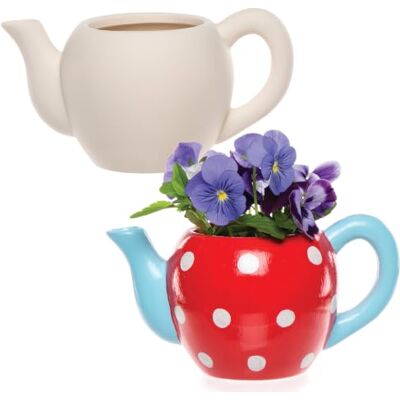 Baker Ross Keramische bloempotten in de vorm van een theepot die kinderen kunnen maken, schilderen en decoreren, knutselset voor kinderen en volwassenen (doos van 2) Baker Ross Keramische bloempotten in de vorm van een theepot die kinderen kunnen maken, schilderen en decoreren, knutselset voor kinderen en volwassenen (doos van 2)