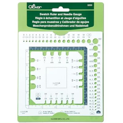 Clover Swatch liniaal en naaldmeter, kunststof pet, andere, eenheidsmaat Clover Swatch liniaal en naaldmeter, kunststof pet, andere, eenheidsmaat