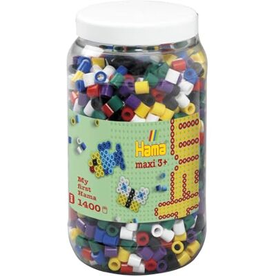 Hama – 8540 – creatieve vrijetijdsbesteding, pot met 1400 kralen om te strijken – maat Maxi Hama – 8540 – creatieve vrijetijdsbesteding, pot met 1400 kralen om te strijken – maat Maxi