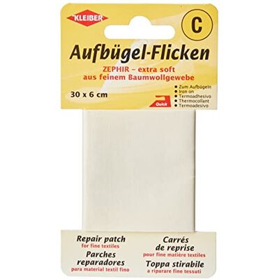 Kleiber 30 x 6 cm, katoenen strijkband, reparatie, zeer dun en zacht, crèmekleurig Kleiber 30 x 6 cm, katoenen strijkband, reparatie, zeer dun en zacht, crèmekleurig