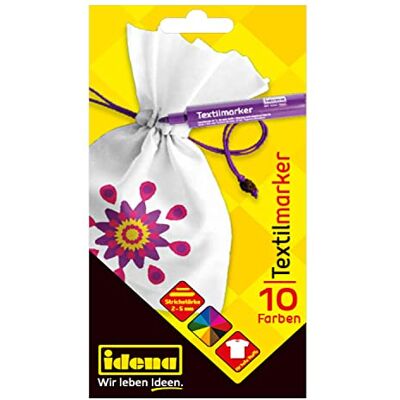 Idena 61044 textielmarkers in heldere kleuren, ideaal voor T-shirts, stoffen tassen en verschillende materialen Idena 61044 textielmarkers in heldere kleuren, ideaal voor T-shirts, stoffen tassen en verschillende materialen