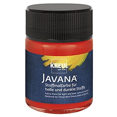 KREUL Javana 91963 Lichte en donkere textielverf, 50 ml rood glas, glanzende kleur op waterbasis, pasta-karakter, voor stempelen en sjablonen, na fixatie, wasbaar KREUL Javana 91963 Lichte en donkere textielverf, 50 ml rood glas, glanzende kleur op waterbasis, pasta-karakter, voor stempelen en sjablonen, na fixatie, wasbaar