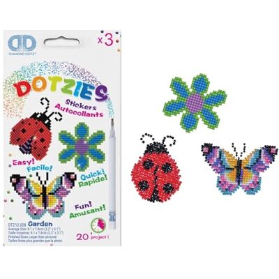 DIAMOND DOTZ DTZ12-008 ies stickerset voor de tuin, 3 stickers, glitter om te personaliseren en te decoreren, ideaal voor kinderen en beginners DIAMOND DOTZ DTZ12-008 ies stickerset voor de tuin, 3 stickers, glitter om te personaliseren en te decoreren, ideaal voor kinderen en beginners