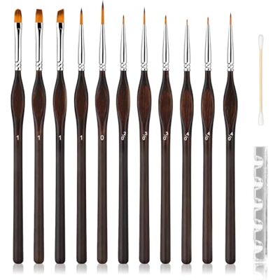 Ruimooto 11 stuks precisie-penselen voor acryl, olie, aquarel, modelbouw, miniaturen, schilderen op nummer en nagelkunst, met opbergdoos, houder en accessoires Ruimooto 11 stuks precisie-penselen voor acryl, olie, aquarel, modelbouw, miniaturen, schilderen op nummer en nagelkunst, met opbergdoos, houder en accessoires