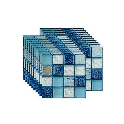 FBBULES 20 stuks tegelstickers, zelfklevend, hittebestendig, waterdicht, voor keuken, badkamer, mozaïek, blauw (10 x 10 cm/ 4 x 4 inches) FBBULES 20 stuks tegelstickers, zelfklevend, hittebestendig, waterdicht, voor keuken, badkamer, mozaïek, blauw (10 x 10 cm/ 4 x 4 inches)