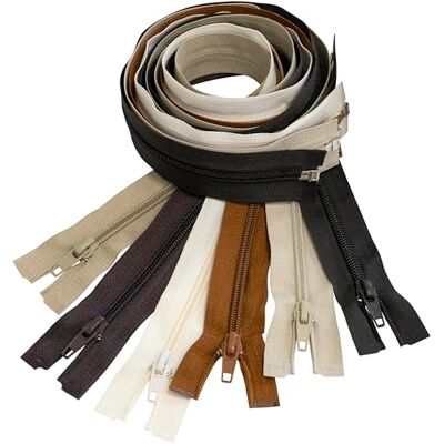 AERZETIX Set van 6 spiraalritssluitingen nr. 5 70 cm deelbaar met schuiver van nylon polyester metaal beige tint naai-creaties DIY textiel kleding AERZETIX Set van 6 spiraalritssluitingen nr. 5 70 cm deelbaar met schuiver van nylon polyester metaal beige tint naai-creaties DIY textiel kleding