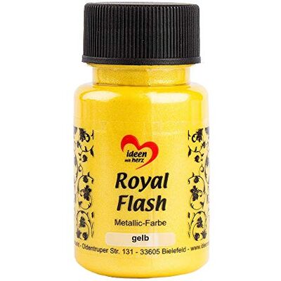 Ideen mit Herz Royal Flash Metallic acrylverf met de fijnste glitter, 50 ml, geel Ideen mit Herz Royal Flash Metallic acrylverf met de fijnste glitter, 50 ml, geel