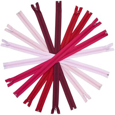 AERZETIX Set van 10 spiraalritsen nr. 5 55 cm deelbaar met schuiver roze kleur van nylon polyester metaal naaien creaties DIY textiel AERZETIX Set van 10 spiraalritsen nr. 5 55 cm deelbaar met schuiver roze kleur van nylon polyester metaal naaien creaties DIY textiel