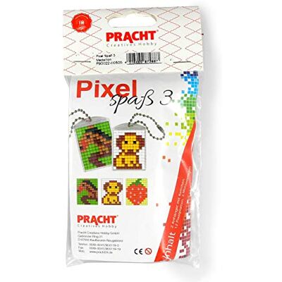 Pracht Creatives Hobby Pixel P90022-00505 Grappige knutselset 3 voor het maken van 2 sleutelhangers (medaillons) voor kinderen, eenvoudig insteeksysteem, zonder strijken of lijmen, bioplastic stenen Pracht Creatives Hobby Pixel P90022-00505 Grappige knutselset 3 voor het maken van 2 sleutelhangers (medaillons) voor kinderen, eenvoudig insteeksysteem, zonder strijken of lijmen, bioplastic stenen