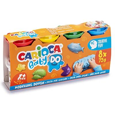 CARIOCA Baby DO Boetseerklei, set met 8 kleuren, voor kinderen vanaf 12 maanden, levendige en mengbare kleuren, niet rommelig en luchtdroog, bevat tarwe CARIOCA Baby DO Boetseerklei, set met 8 kleuren, voor kinderen vanaf 12 maanden, levendige en mengbare kleuren, niet rommelig en luchtdroog, bevat tarwe