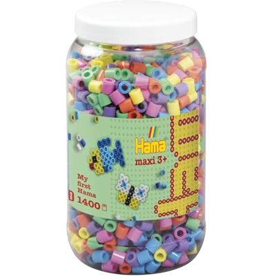 Hama 8541 – Creatieve vrije tijd – pot met 1400 strijkkralen – Maxi-formaat – pastelkleuren Hama 8541 – Creatieve vrije tijd – pot met 1400 strijkkralen – Maxi-formaat – pastelkleuren