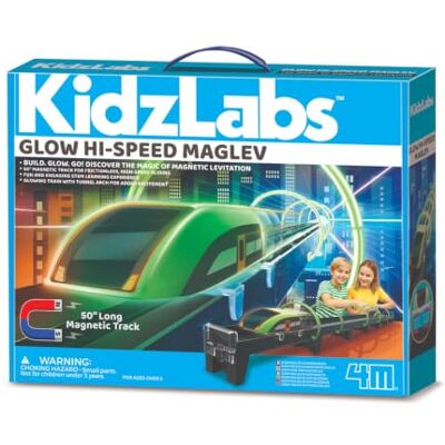 4M KidzLabs Train à lévitation magnétique avec piste magnétique de 127 cm, expérience STEM de physique, train à haute vitesse avec lumières, kit scientifique pour enfants de 5 ans et plus 4M KidzLabs Train à lévitation magnétique avec piste magnétique de 127 cm, expérience STEM de physique, train à haute vitesse avec lumières, kit scientifique pour enfants de 5 ans et plus