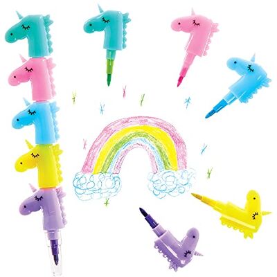 Baker Ross FX801 Pop A Eenhoorn-kleurpotloden, 6 stuks, voor het vullen van kinderfeestzakjes Baker Ross FX801 Pop A Eenhoorn-kleurpotloden, 6 stuks, voor het vullen van kinderfeestzakjes