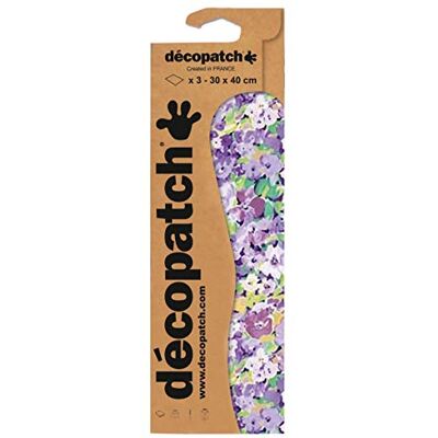 décopatch C828C – een zakje met 3 vellen bedrukt papier, 30 x 40 cm, paarse bloemen décopatch C828C – een zakje met 3 vellen bedrukt papier, 30 x 40 cm, paarse bloemen