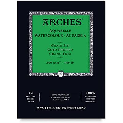 Arches Blok Enc 14,8 x 21 12 H aquarel 100% fijn 300 g wit Nat Arches Blok Enc 14,8 x 21 12 H aquarel 100% fijn 300 g wit Nat