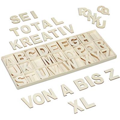 Relaxdays 10028685 10028685 104 hoofdletters A tot Z, 5,5 cm hoog, maat XL, om te knutselen, decoratie, naturel, 10028685 Relaxdays 10028685 10028685 104 hoofdletters A tot Z, 5,5 cm hoog, maat XL, om te knutselen, decoratie, naturel, 10028685