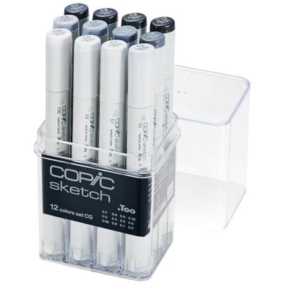Copic Sketch tekenmarkers, koudgrijs, 12 stuks Copic Sketch tekenmarkers, koudgrijs, 12 stuks