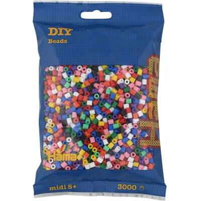Hama Perlen 201-00 stuks strijkkralen ca. 3.000 kleurrijke midi-kralen met een diameter van 5 mm in een mix van 10 kleuren, creatief plezier voor groot en klein Hama Perlen 201-00 stuks strijkkralen ca. 3.000 kleurrijke midi-kralen met een diameter van 5 mm in een mix van 10 kleuren, creatief plezier voor groot en klein