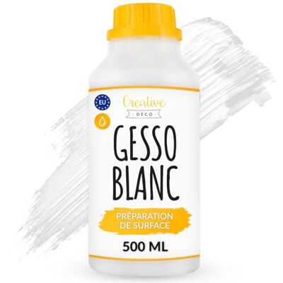 Creative Gesso acryladditief wit, 500 ml, onderlaag, primer en vloeibare bereiding van acrylverf, perfecte afdekking, ideaal voor hout, papier, glas, vergeelt niet Creative Gesso acryladditief wit, 500 ml, onderlaag, primer en vloeibare bereiding van acrylverf, perfecte afdekking, ideaal voor hout, papier, glas, vergeelt niet