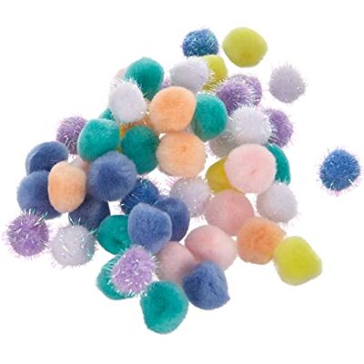 Rayher 75443685 Pompon, pastelkleuren, meerkleurig, 15 mm, 80 stuks Rayher 75443685 Pompon, pastelkleuren, meerkleurig, 15 mm, 80 stuks