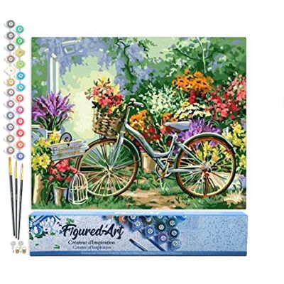 ART Schilderen op nummer voor volwassenen, bloemen en fietsen, knutselset, doe-het-zelf, compleet kunstnummer, 40 x 50 cm, zonder houten frame ART Schilderen op nummer voor volwassenen, bloemen en fietsen, knutselset, doe-het-zelf, compleet kunstnummer, 40 x 50 cm, zonder houten frame