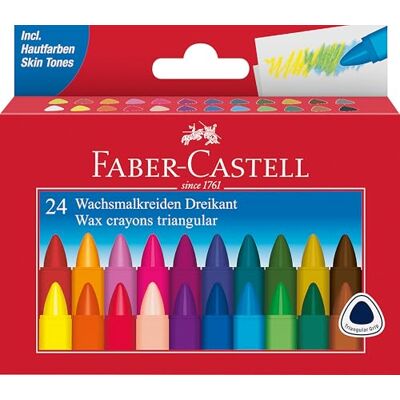 Faber-Castell 120024 driekantig waskrijt, etui met 24 stuks, 1 stuks Faber-Castell 120024 driekantig waskrijt, etui met 24 stuks, 1 stuks