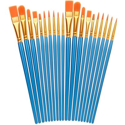 Admygo 20 stuks nylon haarverfkwasten, platte penselen voor gezichtsschilderen, nagelkunst, penselen voor kinderen met aquarel, acrylolie, voor decoraties, modellen, figuren Admygo 20 stuks nylon haarverfkwasten, platte penselen voor gezichtsschilderen, nagelkunst, penselen voor kinderen met aquarel, acrylolie, voor decoraties, modellen, figuren