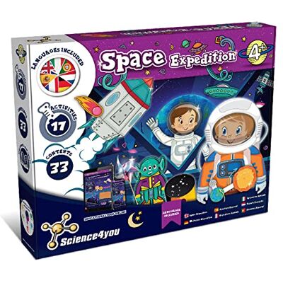 Science4you Het ruimteavontuur voor kinderen van 4 jaar – creatieve vrije tijd met 17 wetenschappelijke ervaringen: modelsysteem op zonne-energie, mobiel van de planeet, spelletjes en cadeau voor meisjes en jongens, 4, 5, 6 jaar Science4you Het ruimteavontuur voor kinderen van 4 jaar – creatieve vrije tijd met 17 wetenschappelijke ervaringen: modelsysteem op zonne-energie, mobiel van de planeet, spelletjes en cadeau voor meisjes en jongens, 4, 5, 6 jaar